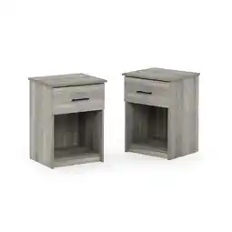 Walmart Furinno Tidur Nightstand with Handle with One Drawer, Set of 2, French Oak Grey offer