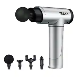 Walmart TRAKK Deep Tissue Handheld Massage Gun w/ 4 Speeds & Attachments, Silver offer