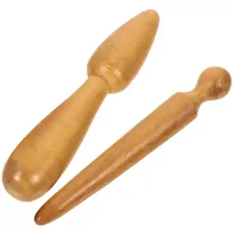 Walmart 2 Pcs Acupressure Stick Massage Roller Hand Held Massager Wooden Face Tools Practical offer