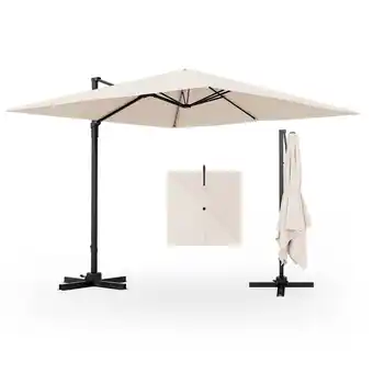 Walmart Costway 9.5ft Beige Square Cantilever Offset Patio Umbrella, 360° Rotation offer