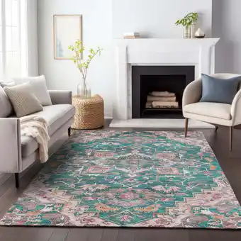 Walmart Addison Rugs Machine Washable Indoor/ Outdoor Chantille Traditional Boho Rug Emerald - 10' x 14' offer