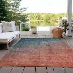 Walmart Addison Rugs Machine Washable Indoor/ Outdoor Modern Ombre Chantille Rug 8' x 10' - Teal offer