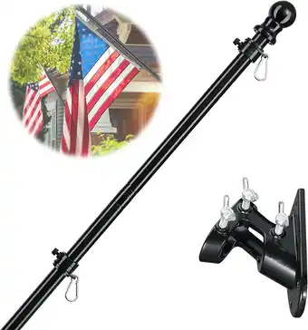 Walmart DEROFIT 5ft American Flag Poles with Bracket for Outside House Truck Boat, Tangle Free,1 Pack, Black offer