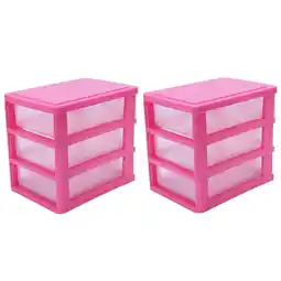 Walmart 2X Mini Translucent Drawer Type Plastic Storage BoxRose Red 3 Layers offer