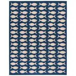 Walmart SAFAVIEH Courtyard Tranter Fishes Indoor/Outdoor Area Rug, Navy/Beige, 9' x 12' offer