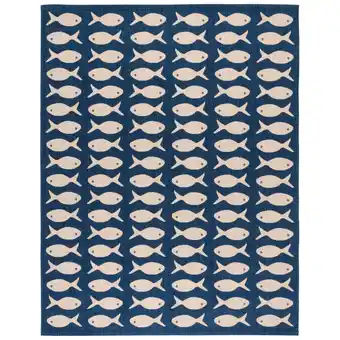 Walmart SAFAVIEH Courtyard Tranter Fishes Indoor/Outdoor Area Rug, Navy/Beige, 9' x 12' offer