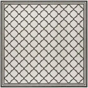 Walmart SAFAVIEH Beach House Richard Geometric Indoor/Outdoor Area Rug, Light Grey/Charcoal, 4' x 4' Square offer