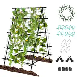 Walmart Costway Cucumber Trellis for Plant Climbing Foldable Garden Tunnel Trellis with Plastic Coated Tube offer