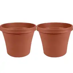 Walmart Luxcidy Large Round Plastic Hanging Planter, Clay Color, with Drainage Holes (2 pcs) offer