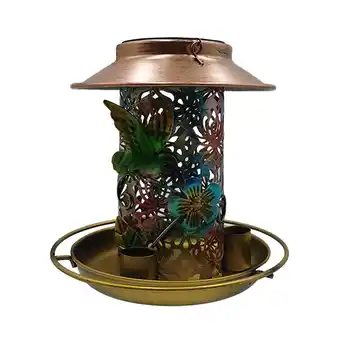 Walmart Puhuiying LED Solar Bird Feeder with Metal Iron Design for Outdoor Garden Decoration(Brown) offer