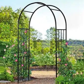 Walmart Gymax 7.2Ft Garden Arch Steel Arbor Wedding Garden Decoration Climbing Plants w/Stakes offer