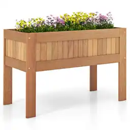 Walmart Costway Wooden Elevated Planter Box with Solid Wood Frame & Sturdy Legs Slatted Bottom offer