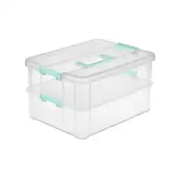 Walmart Sterilite Stack and Carry 2 Layer Handle Box Stackable Storage Container, 4 Pack offer