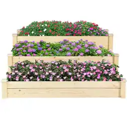 Walmart Topbuy 3 Tier Wooden Raised Garden Bed Planting Box Growing Flower Vegetables Outdoor offer