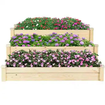 Walmart Topbuy 3 Tier Wooden Raised Garden Bed Planting Box Growing Flower Vegetables Outdoor offer