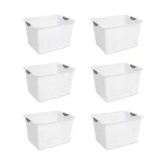 Walmart Sterilite Large Plastic Deep Ultra Storage Basket Tote, White (6 Pack) offer