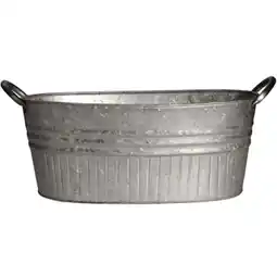 Walmart PerfectPatio 16.5 Oval Silver Galvanized Metal Tub Planter with Handles offer