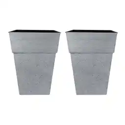 Walmart The HC Companies Avino 16-Inch Square Resin Planter Pot, Oxidized Black (2 Pack) offer