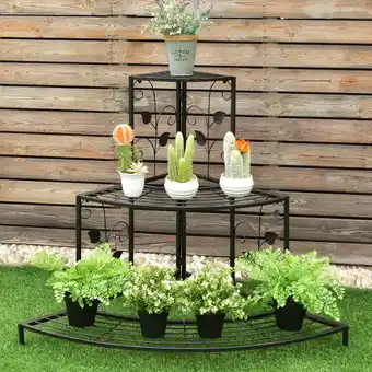 Walmart Costway 3 Tier Floral Corner Plant Stand Metal Flower Pot Rack Stair Display Ladder offer