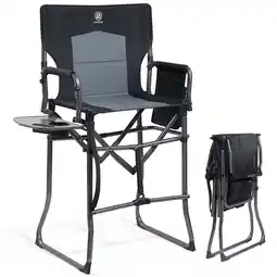 Walmart Portable Tall Directors Chair 30.7 Seat Height, Folding Steel Camping Chair, Supports 350 lbs, Black offer