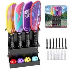 Walmart Gomok Pickleball Paddle Rack, Expandable Metal Pickleball Paddle Holder for Outdoor, Equipment Room offer