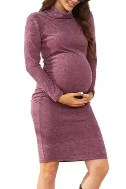 Walmart Women's Fashion Long Sleeve Knit Maternity Dress Ruched Pregnancy Clothes,M offer