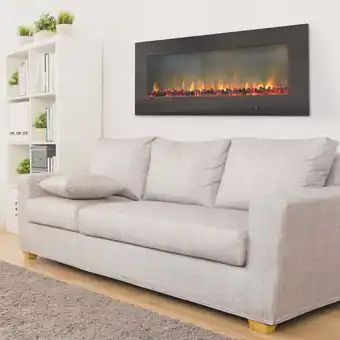 Walmart Cambridge 56-in. Black Indoor Wall Mount Electric Fireplace with Log Display offer