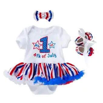 Walmart Hessimy Baby Girls Jumpsuit Print Romper Crawling Clothes 4th of July(White,80) offer