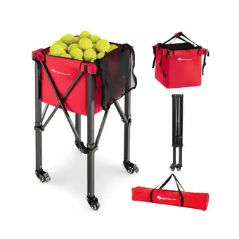 Walmart Resenkos Lightweight Foldable Tennis Ball Teaching Cart with Wheels and Removable Bag-Red offer