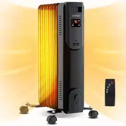 Walmart Costway Oil Radiant Heater with Adjustable Thermostat Remote Overheat & Tip-Over Protection offer