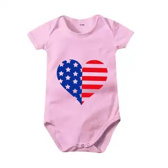 Walmart Hessimy 4th of July Baby American Flag Summer Outfit(Pink,6M) offer