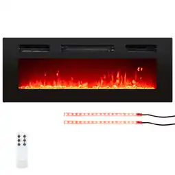 Walmart Costway 36 5,000 BTU Electric Fireplace with LED Light Strips Remote Crystal Stones offer