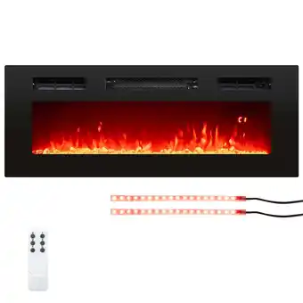 Walmart Costway 36 5,000 BTU Electric Fireplace with LED Light Strips Remote Crystal Stones offer