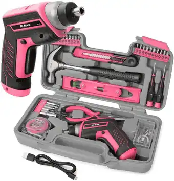 Walmart Hi-Spec 35-Piece 3.6V Pink Finish Cordless Electric Power and LED Tool Set offer