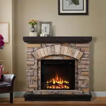 Walmart FESTIVO 36 in. Freestanding Electric Fireplace in Tan offer