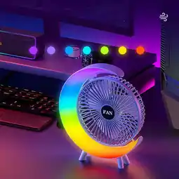 Walmart BLNVKOP Colorful Running Lights Usb Rechargeable Desktop Fan Home Office Mute Desktop Fan offer