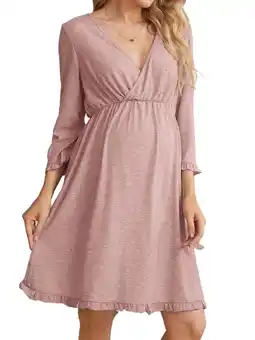 Walmart Maternity Loungewear Cute Plain V neck Nightgowns Dusty Pink S offer