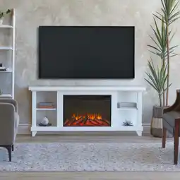 Walmart Real Flame 7770E Penrose 58 Wide 5,100 BTU Electric Media Console Fireplace - White offer