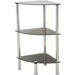 Walmart S53-A 3-Shelf Corner Unit, Black Glass and Chrome offer