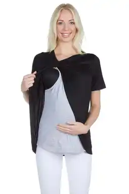 Walmart LVMA3502 - Women Short Sleeve Nursing Maternity Blouse offer