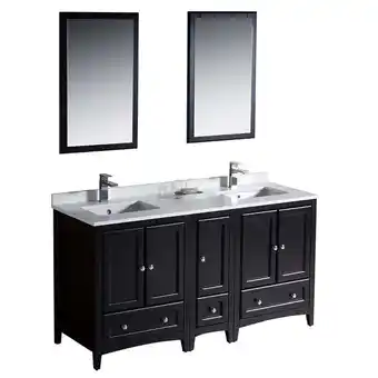 Walmart Fresca Oxford 60 Espresso Traditional Double Sink Bathroom Vanity offer