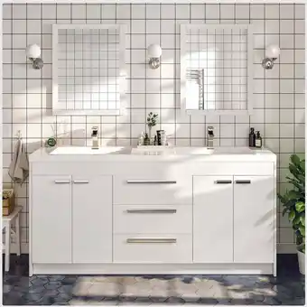 Walmart Eviva Lugano 60 White Modern Bathroom Vanity with White Integrated Acrylic Double Sink offer