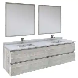 Walmart Fresca Stella 72 Wall Hung Double Bathroom Vanity w/ Mirrors in Ash Gray offer