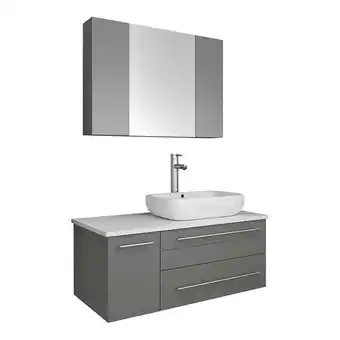 Walmart Fresca Lucera 36 Wall Hung Vessel Sink Bathroom Vanity - Right in Gray offer