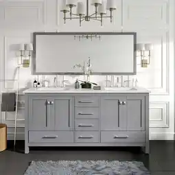 Walmart Eviva Aberdeen 72 Transitional Gray Bathroom Vanity with White Carrara Countertop offer