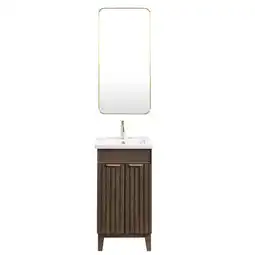 Walmart Palos 18 Single Bath Vanity in Spruce Antique Brown with White Basin & Mirror offer