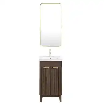 Walmart Palos 18 Single Bath Vanity in Spruce Antique Brown with White Basin & Mirror offer