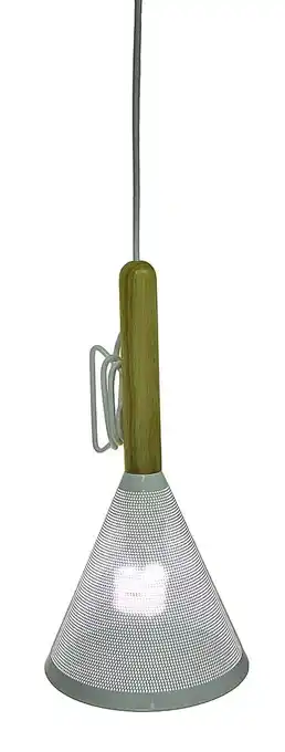 Walmart Zeckos White Metal Mesh Wood Stem Signal Pendant Lamp offer