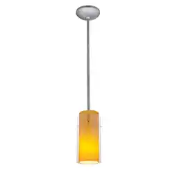 Walmart Accesslighting 28033-3R-ORB-CLRD Glass N Glass Cylinder Rod Clear & Red Glass Pendant, Brushed Steel offer