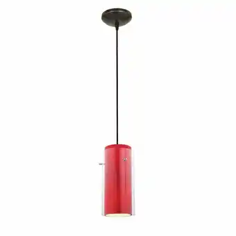 Walmart Accesslighting 28033-3R-ORB-CLRD Glass N Glass Cylinder Rod Clear & Red Glass Pendant, Brushed Steel offer